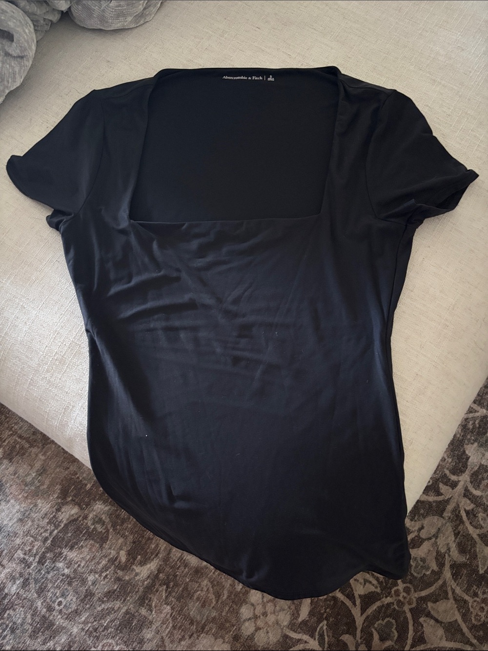 Abercrombie & Fitch Black Square Neck Short Sleeve Tee
